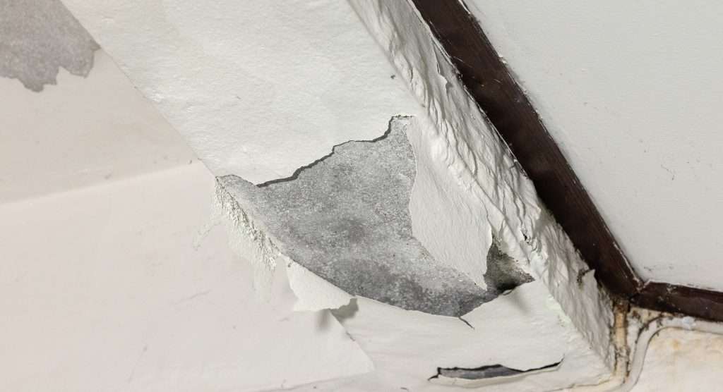 Slab leak peeled ciling